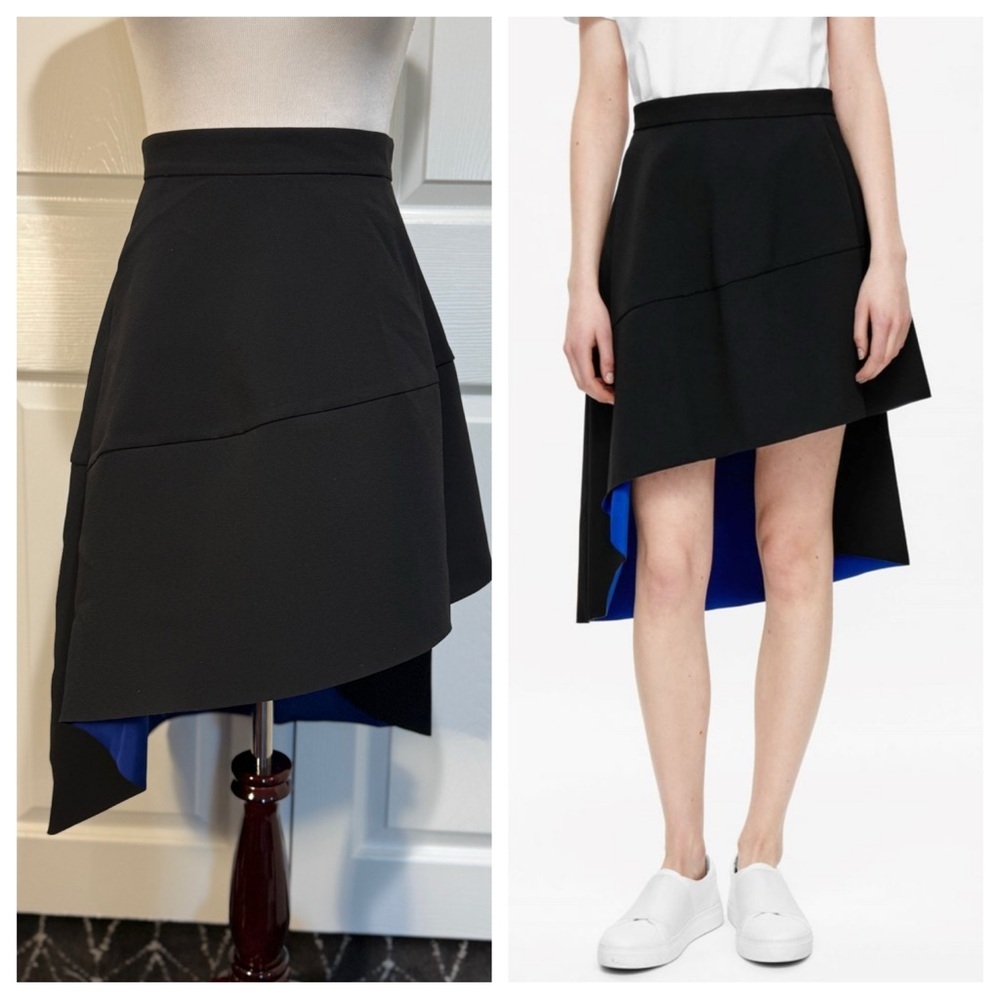 COS Black Midi Skirt with Blue Detail